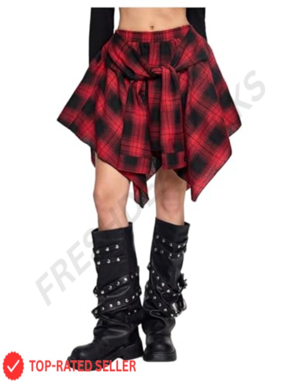 Y2K Plaid Asymmetrical Flow Mini Skirt, High Rise Skater Skirt